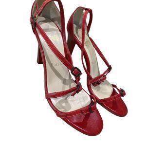 Christian Louboutin Bouboucle Red Kid/Linen Vintage size 37 US 7 Dustbag Inc.